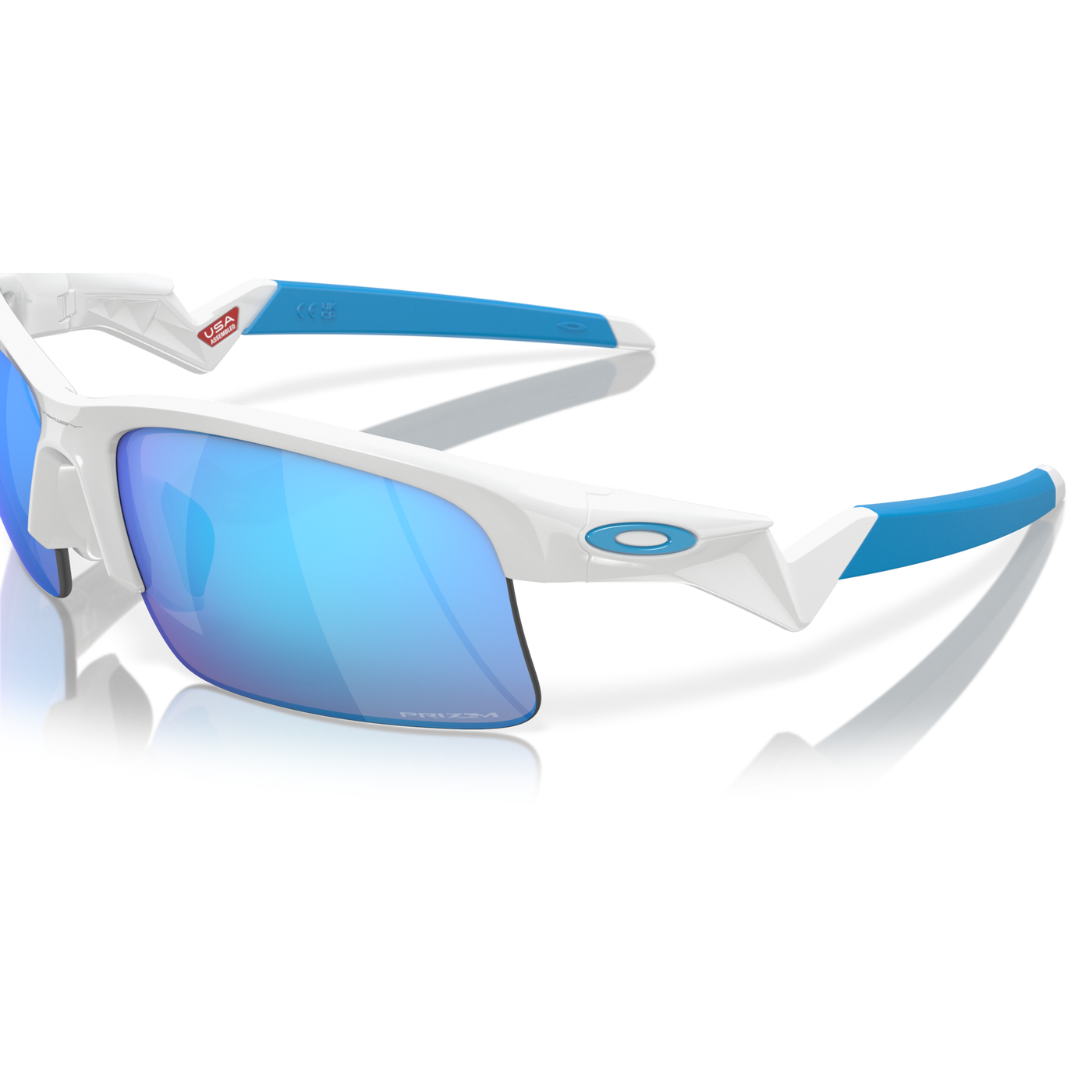 Oakley Capacitor Prizm Sapphire Lenses, Polished White Frame - (Youth Fit) - Cyclop.in