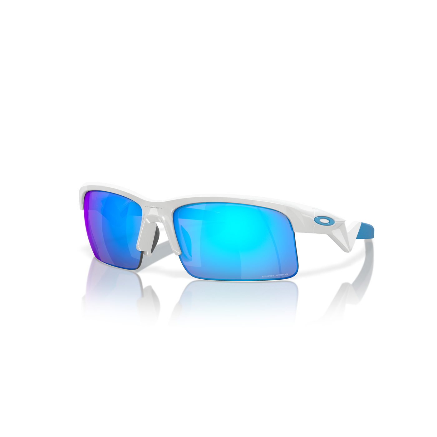 Oakley Capacitor Prizm Sapphire Lenses, Polished White Frame - (Youth Fit) - Cyclop.in