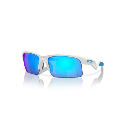 Oakley Capacitor Prizm Sapphire Lenses, Polished White Frame - (Youth Fit) - Cyclop.in