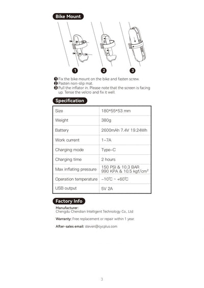 Cycplus A2 Electric Air Pump - Cyclop.in