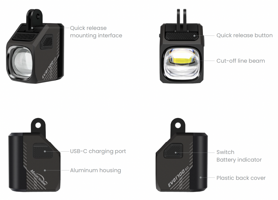 Magicshine EVO 1700 Underneath Mounted Front Light-Black -1700 Lumens - Cyclop.in