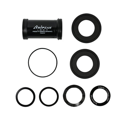 Tripeak BB86 Pressfit Bottom Bracket, Ceramic, Shimano - 86-92mm - Black - Cyclop.in